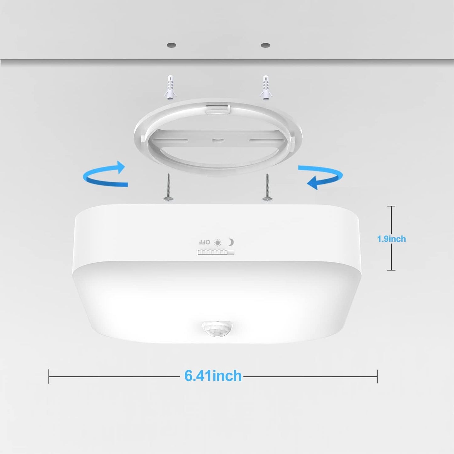 Rechargeable Motion Sensor Ceiling Light with Remote, Wireless, 3000K-6000K | Battery Operated, Motion Activated