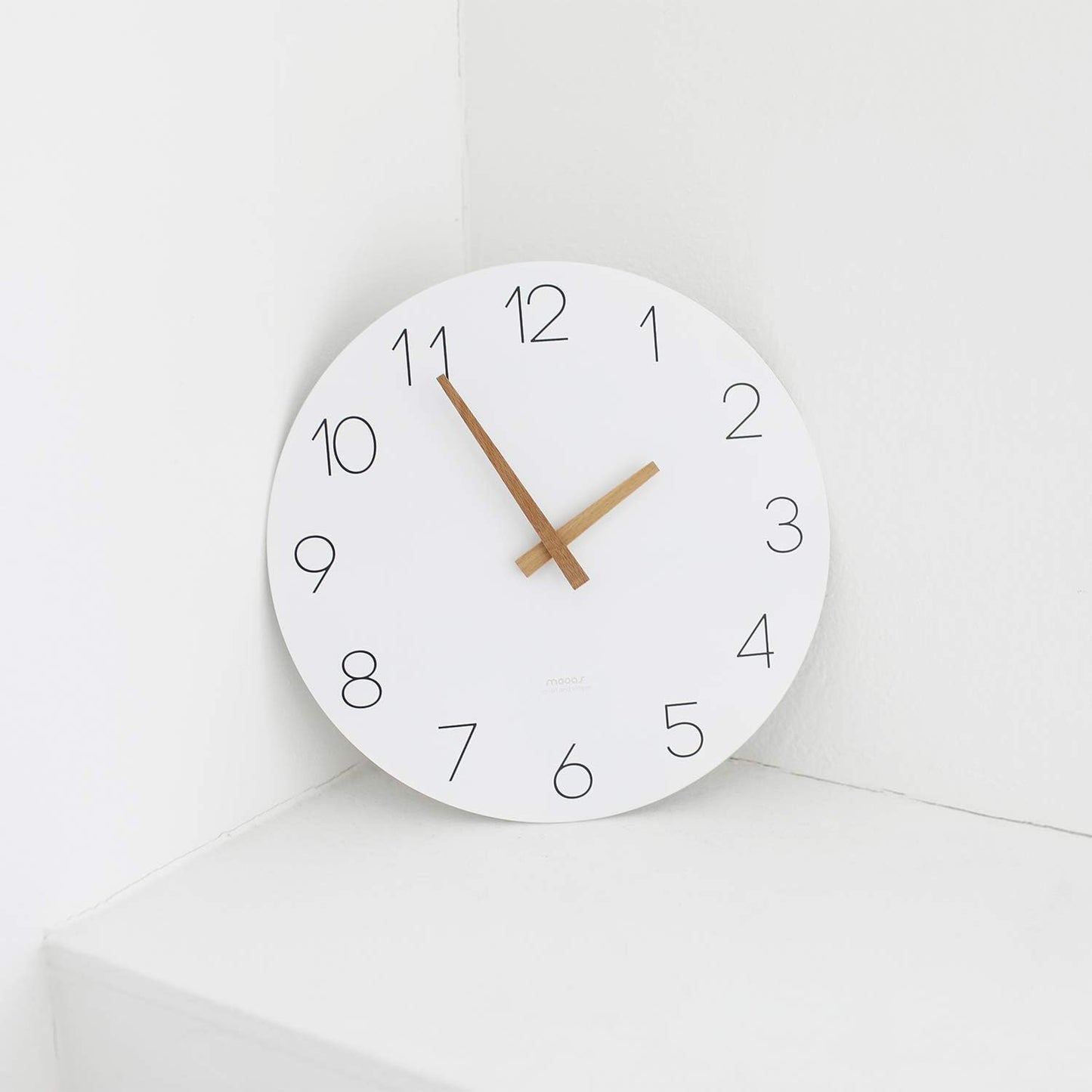 mooas Flatwood Wall Clock, 12" Analog Wall Clock, Silent Non-Ticking | Modern Wall Clocks Battery Operated for Office