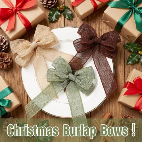 Xinnun 6 Pcs Christmas Burlap Bows Wreath Bows,Neutral Style,Neutral Color