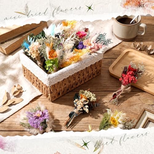 Layhit 12 Pcs Mini Dried Flower Bouquet Boho for Wedding,Camellia
