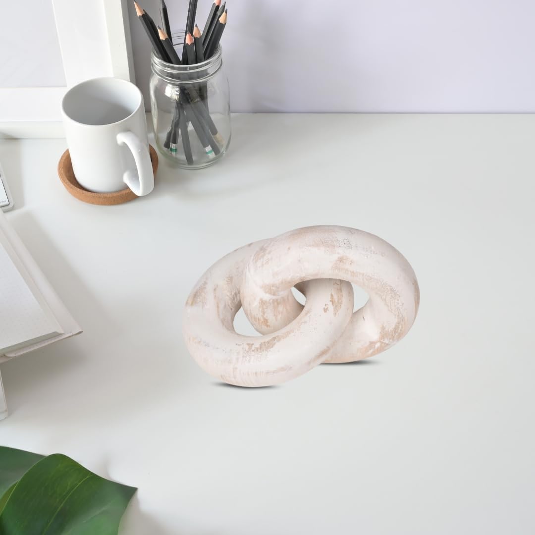 Decorative Wooden Knot / 7 Inch - Knot / White Wash / 7 x 5.2 x 3