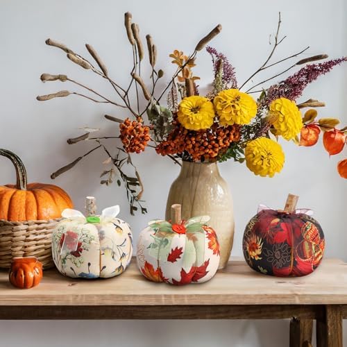 Chunful 6 Pcs Fall Pumpkins for Decorating Fabric Pumpkins