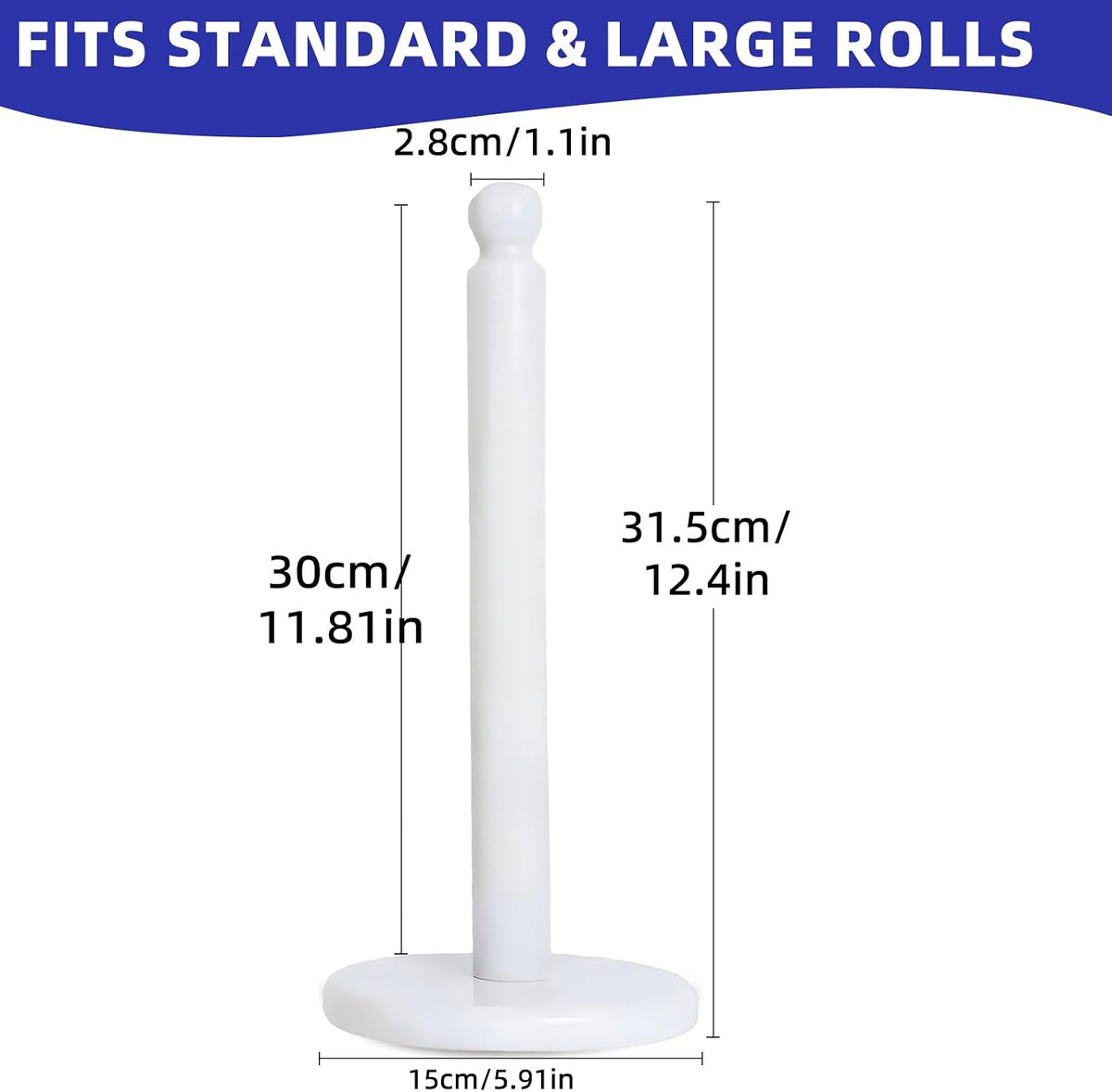 Premium White Marble Paper Towel Holder for Kitchen Countertop, Heavy Duty Freestanding Paper Towel Stand with 3 Lbs