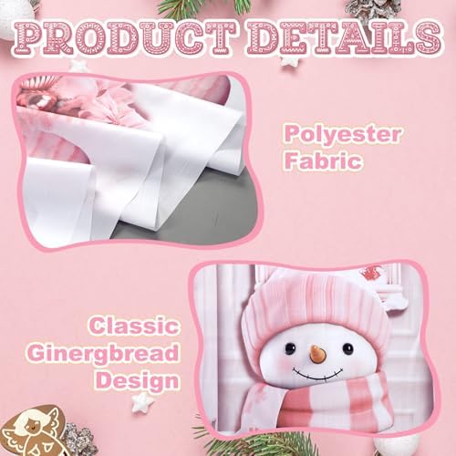 HunnmingRe 3 Pcs Christmas Gingerbread House Door Covers Decor,Pink