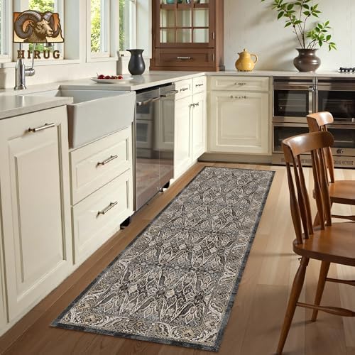 Washable Area Rug 2'6'' x 8' Vintage Traditional Persian Mat - Foldable Distressed Non-Slip Machine Washable Carpet for