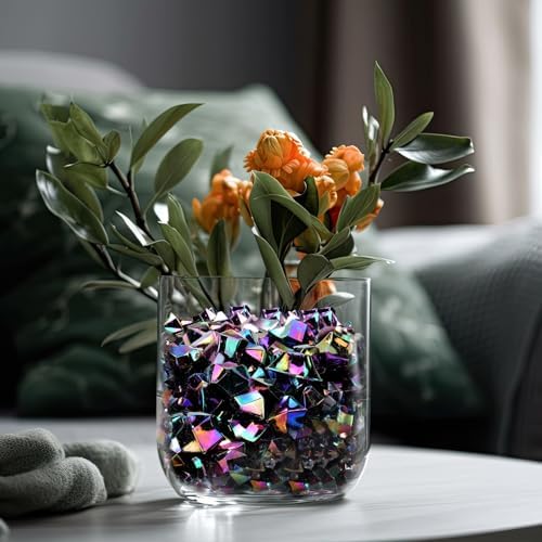 Syhood 570 Pcs Iridescent Black Acrylic Gems Halloween Plastic Crystals