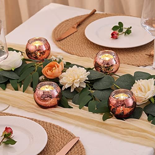 Volens 24PCS Rose Gold Votive Candle Holders for Table Centerpieces