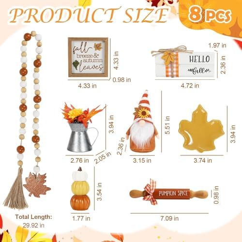 Fall Decorations for Home Indoor, Tabletop 8PCS Fall Tiered Tray Decor Set