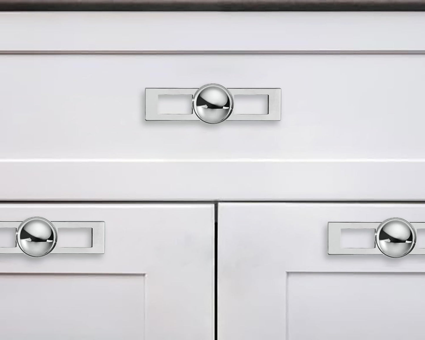 10 Pack 1-1/4 Inch Cabinet Knobs Backplate with 4 Inch Base Plate Zinc Solid Polished Chrome Kitchen Cabinet Handles
