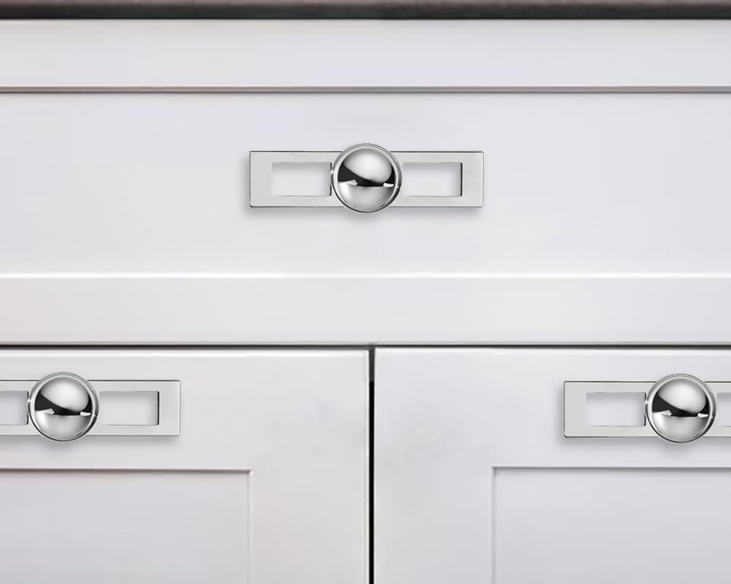 10 Pack 1-1/4 Inch Cabinet Knobs Backplate with 4 Inch Base Plate Zinc Solid Polished Chrome Kitchen Cabinet Handles