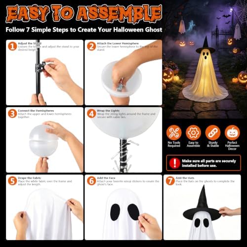 Halloween Ghost Decorations, 2 Pack 59" Lighted Ghosts with Remote