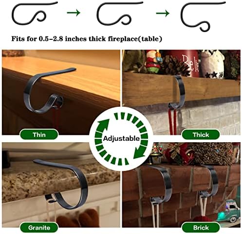 Christmas Stocking Holders for Mantle Set 4, Scratch-Free Christmas Stocking Holders for Fireplace Mantle,Multi-uses Stocking Hooks for Mantle,Mantel Stocking Holders Clip for Xmas Party Decorations