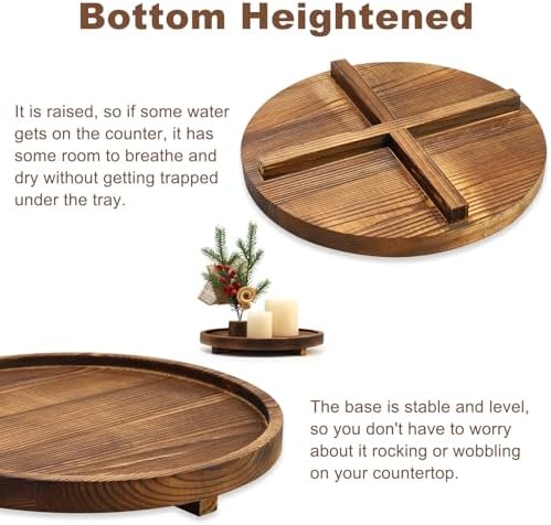 Round Wood Riser Bathroom Tray Countertop Vanity Tray Kitchen Sink Decor