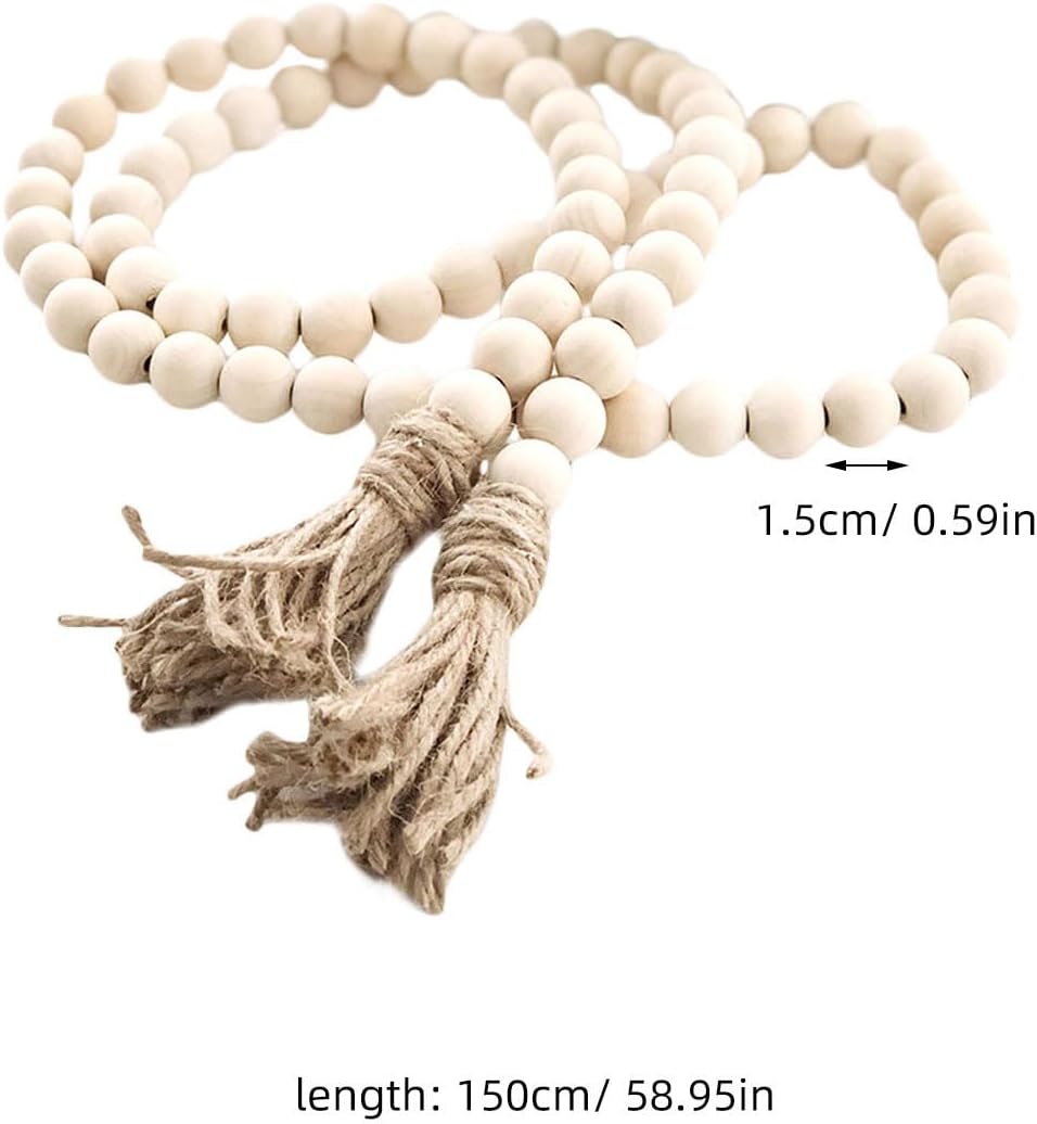 Wood Bead Garland Rustic Farmhouse Beads