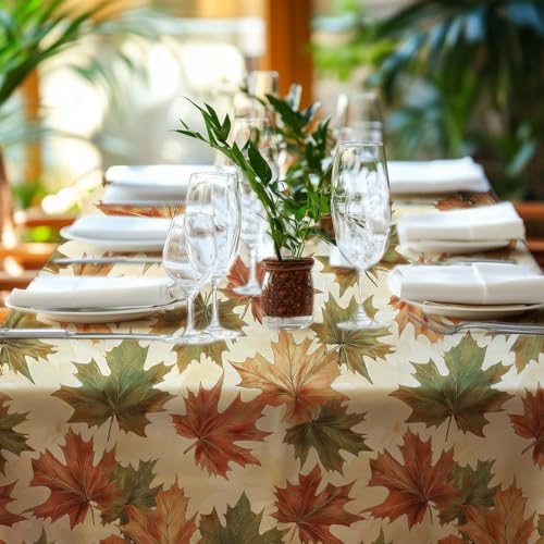 Niuara Fall Maple Plastic Table Cloth Disposable, 4 Pack, 54 x 108 in