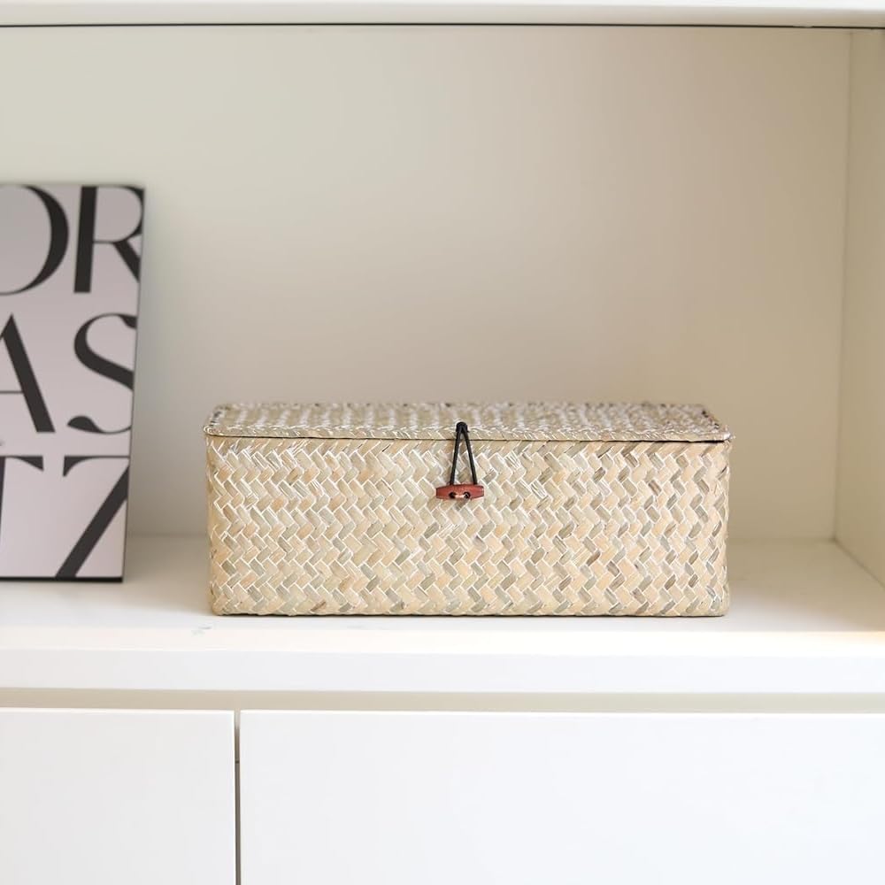 Seagrass Storage Basket / Whitewash / 13 x 5 x 4.3