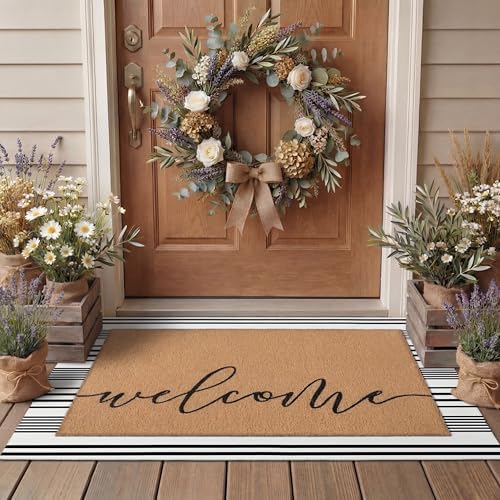 Tinideya 2 Pcs Fall Welcome Doormat Set for Front Door