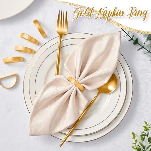 APTWOW 20PCS Gold Napkin Rings, Fall Thanksgiving Christmas Table Decor
