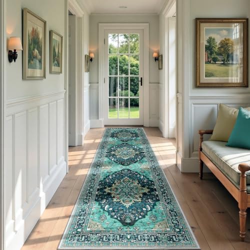RELEANY Washable Area Rug, Runner 3'x9', Teal