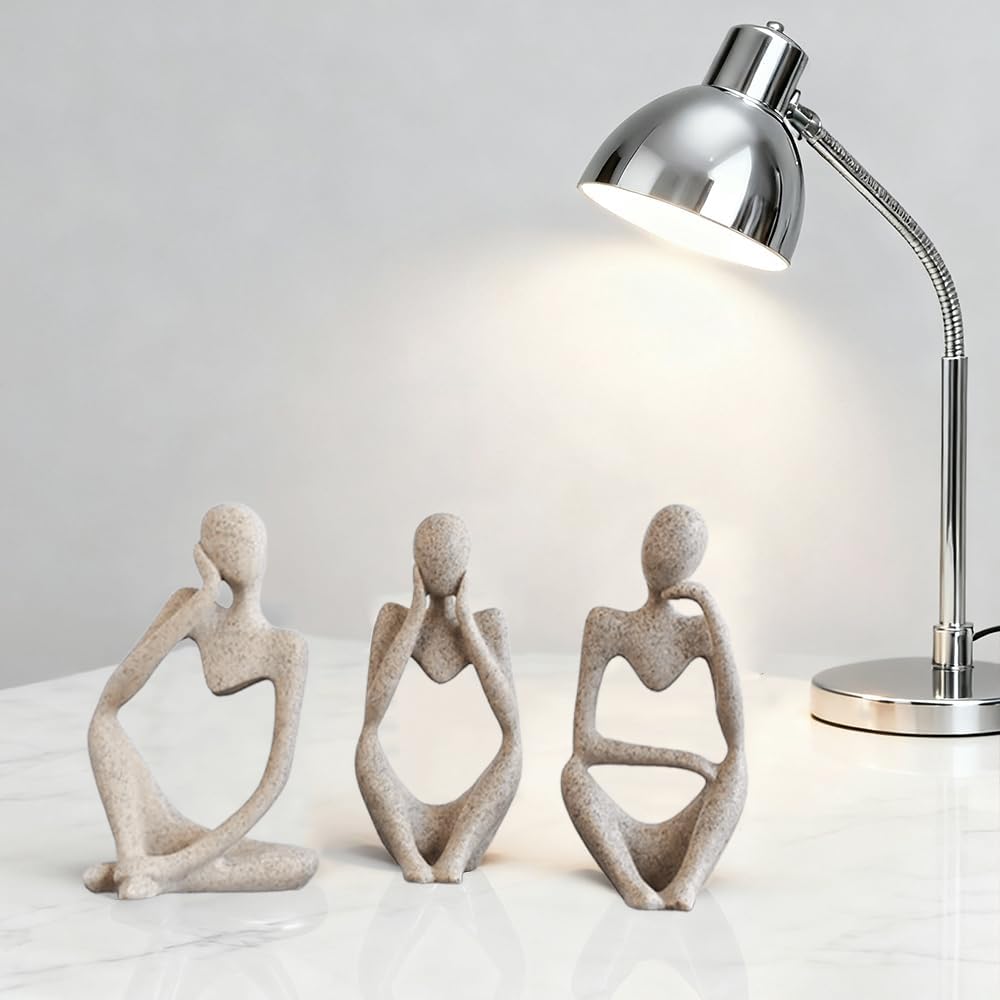 Pcs Resin Trendy Abstract Art Sculpture Collectible Figurines Home / Sand / White / Set of 3