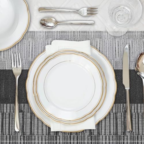 Niviy Black Halloween Placemats Set of 4, 12x18 Inch Washable Easy to Clean Heat-Resistant Anti-Skid Indoor Outdoor Table Mats for Holiday Party Kitchen Dining Room Decoration