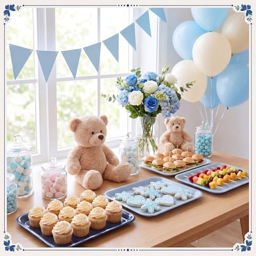 4 Pieces Blue Baby Shower Serving Trays Melamine Platters