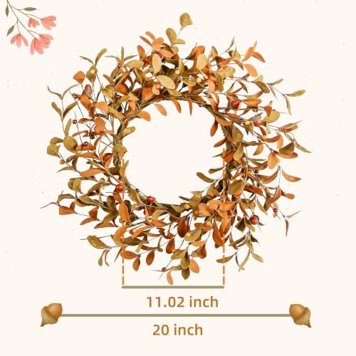 YNYLCHMX 20" Fall Wreath for Front Door, Brown Eucalyptus and Berry Decor