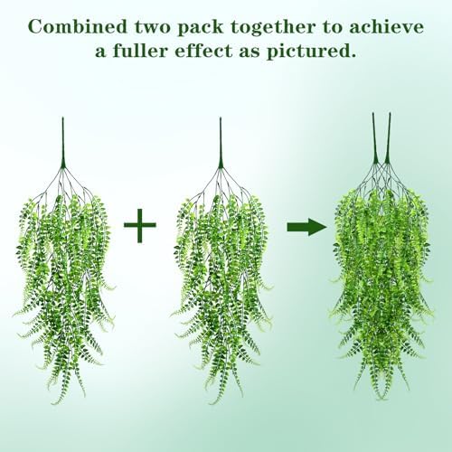 Waipfaru 4Pcs Fake Ferns Fake Hanging Plants Artificial Ferns Vine Greenery