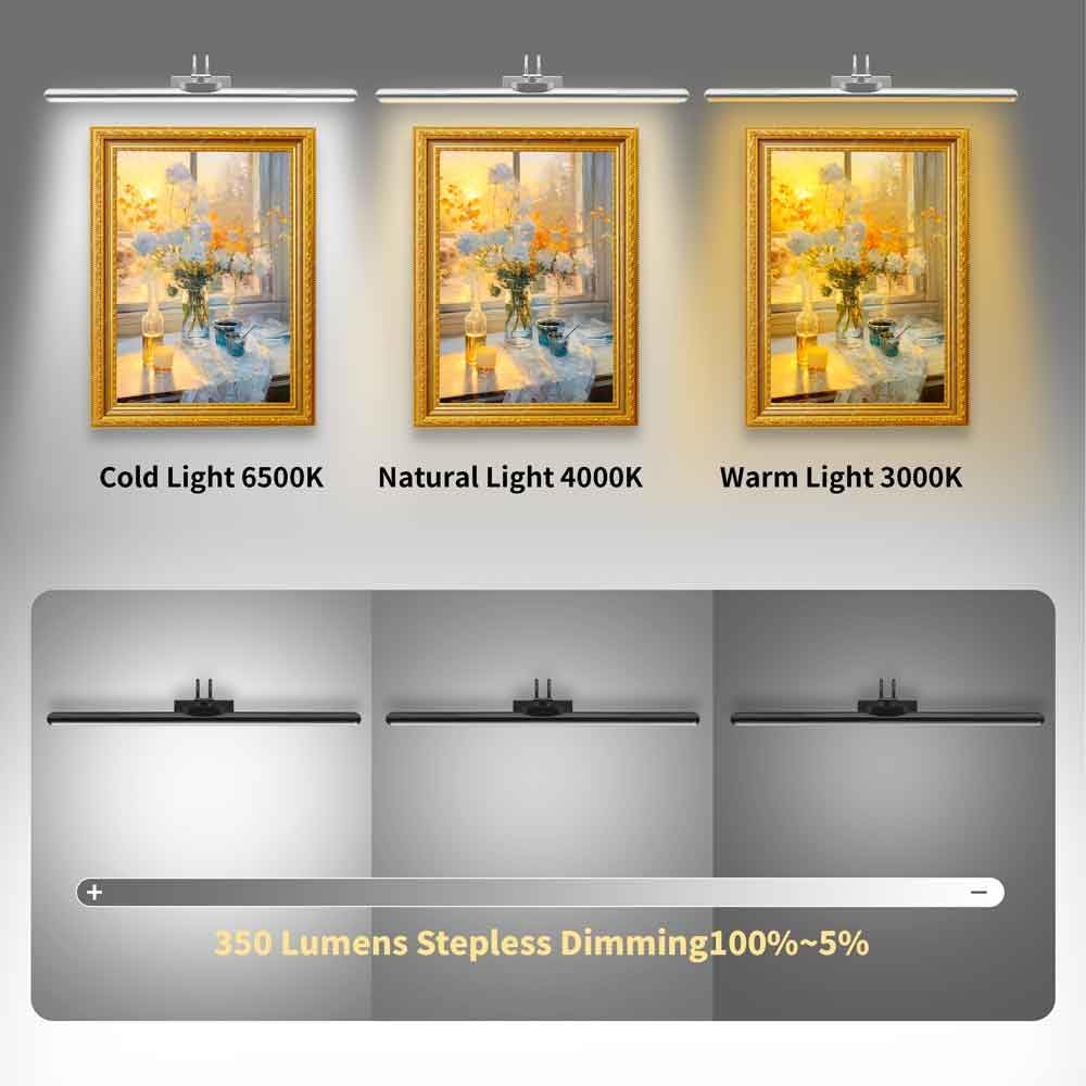 26" Wireless Picture Lights, 8000 mAh Rechargeable Battery Art Display Light with Remote Control, Dimmable/Timer Off