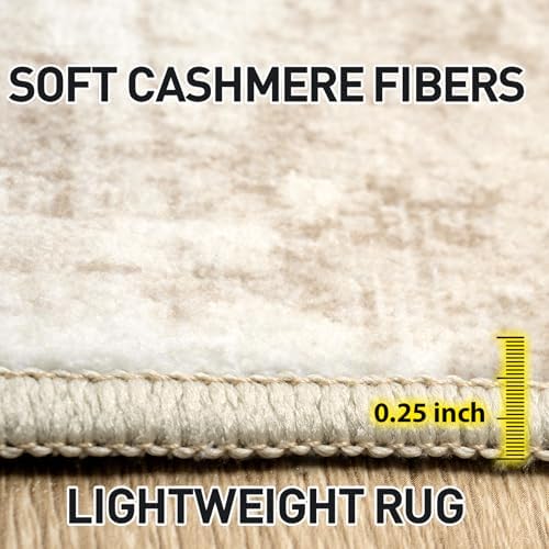 9x12 Area Rugs for Living Room: Washable Abstract Beige Grey Badroom Carpet