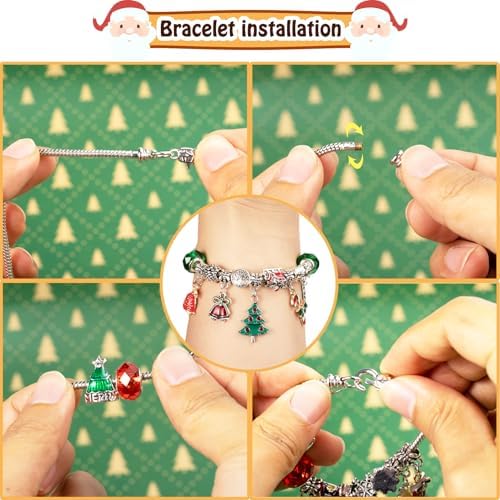 OuMuaMua 2 Sets of Christmas Advent Calendar Bracelets 2026 for Girls 24 Days Xmas Countdown Calendar DIY Jewelry Making Kit Gifts 44 Charm Beads 4 Bracelets for Kids Teens Women