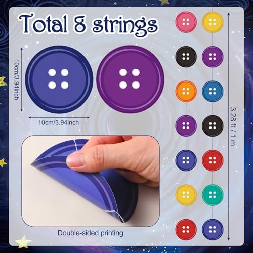 Xinnun 8 Pcs Colorful Button Garland Party Decorations Hanging Banners