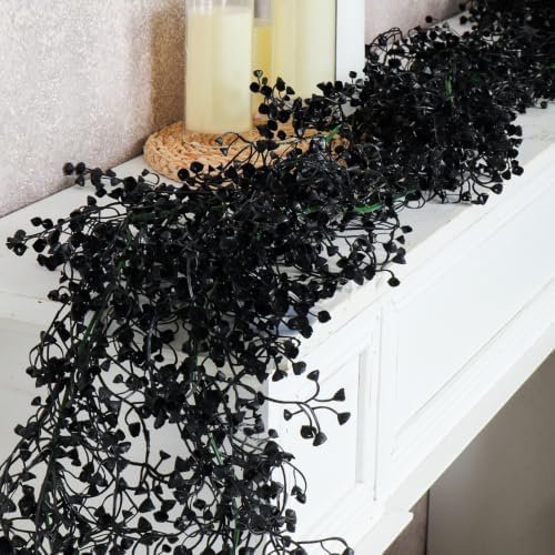 RECUTMS 2Pcs Artificial Black Wisteria Garland 5.6Ft Plastic Halloween Vine