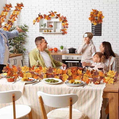 2Pack 11.8FT Fall Garland for Mantle Thanksgiving Wedding Autumn Decoration