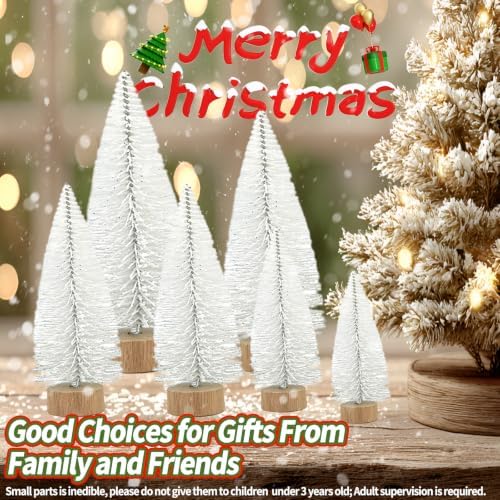 Yahpetes Mini Christmas Trees 10 Pcs Artificial Bottle Brush Trees (White)