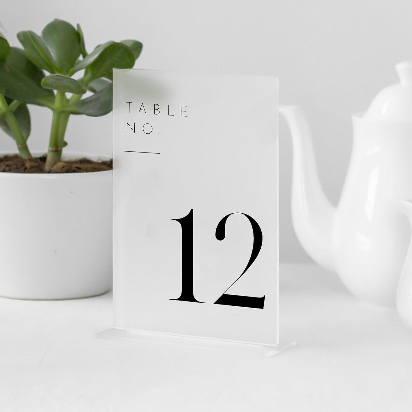 Frosted Wedding Table Numbers 1-30 with Stands | 5"x7" Frosted Acrylic Table Numbers, Perfect for Wedding Reception
