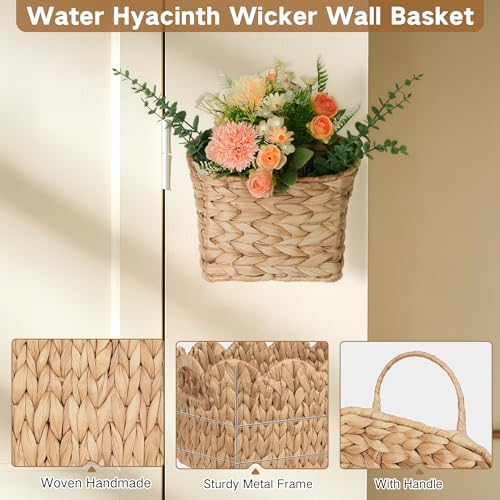Wicker Wall Basket Water Hyacinth / Natural / Square / Set of 2