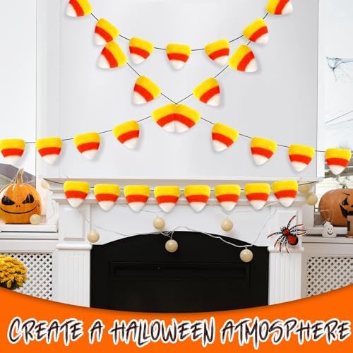 Tranqun 48 Pcs Halloween Candy Corn Felt Garlands, Fall Thanksgiving Decor