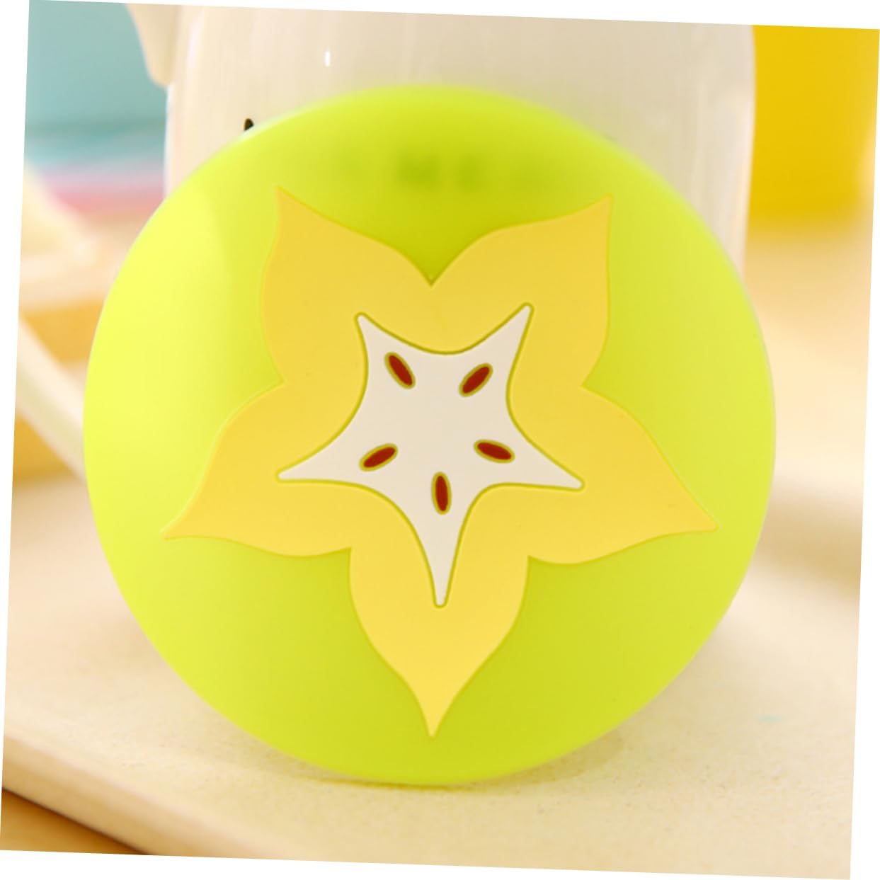 Silicone Fruit Coasters Non-Slip Heat Resistant Round Cup Mats / Set of 7