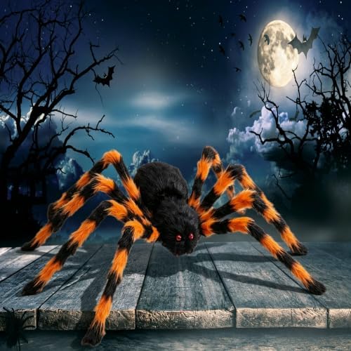 Halloween Decorations, 200" Triangular Spider Web +59" Giant Spider