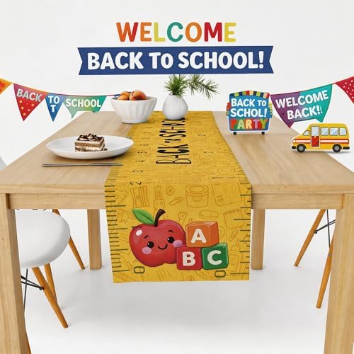 Back to School Decorations - Welcome Back to School Table Runner | First Day of School Decorations for Home Party Favors & Gifts Supplies