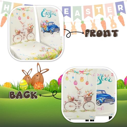 Easter Chair Covers Set of 4 Easter Chair Back Covers Dining Chair Covers for Party Kitchen Removable Seat Covers for Chairs Easter Decorations