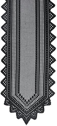 DII Black Lace Overlay Tabletop Collection Gothic Halloween Decor, Table Runner, 14x72, Black