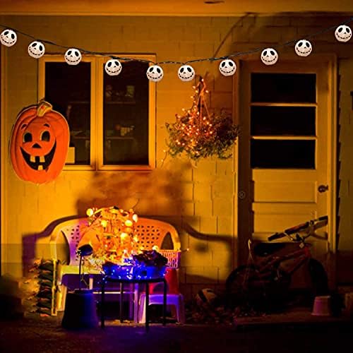 GOOTHY 8.5Ft Halloween Lantern String Lights, 10 White Ghost Nylon Lantern Lights for Holiday Decoration, Connectable Halloween Lanterns Outdoor for Garden, Bedroom, Bar, Party Decor, Waterproof