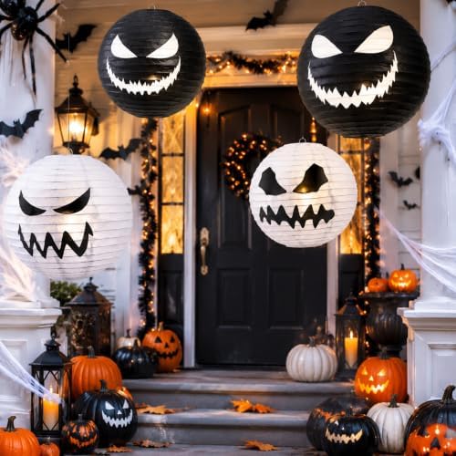 Mudder 6 Pcs Halloween Paper Lanterns for Hanging Decorations