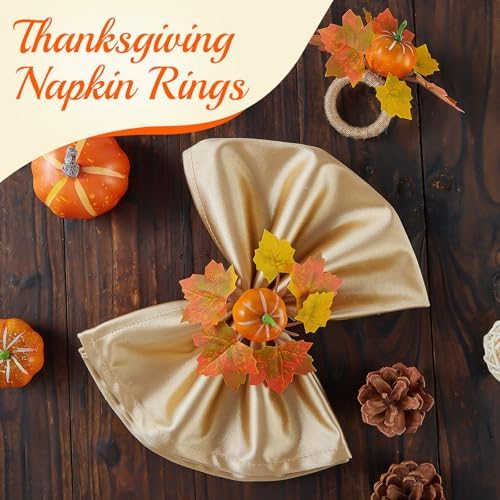 Fall Thanksgiving Pumpkin Napkin Rings Set of 6, Thanksgiving Table Decor