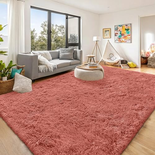 OLANLY 8x10 Machine Washable Large Area Rugs for Living Room, Bedroom, Soft Fluffy Shaggy Bedside Rug, Indoor Floor