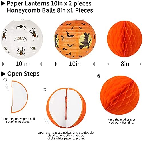 Halloween Party Decorations Hanging Spider Bat Paper Lanterns