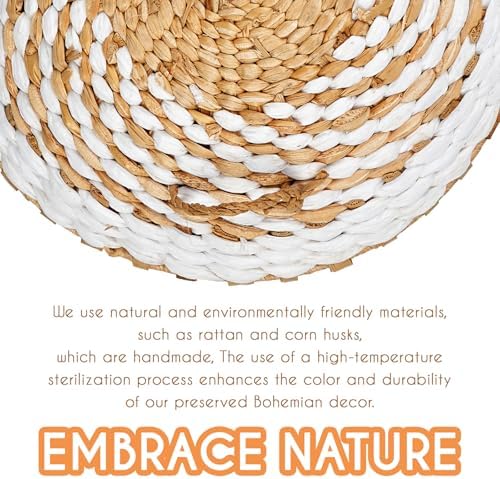 Boho Wall Baskets Set / Beige White Tassel / Set of 9