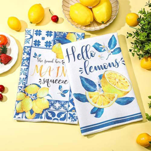 Sratte 6 Pcs Lemon Kitchen Towels Capri Tiles Lemon Dish Towels